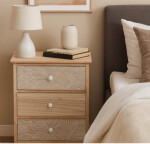 DumDekorace Komoda LUIZA se 3 zásuvkami - boho design, 40 x 29 x 58 cm