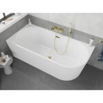 MEXEN/S - Silo volně stojící rohová vana levá reliéf 170 x 80, bílá, sifon a přepad zlatá 52891708000L-50