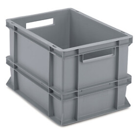 Stohovatelná europřepravka 400 x 300 x 275 mm, šedá, objem 25l, nosnost 30kg | RAJA