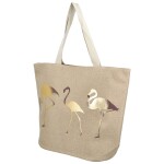 Plátěná velká plážová taška, plameňák zlatá