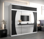 Šatní skříň Abi E0 s nástavcem Barva korpusu: Černá, Rozměry: 120 cm, Dveře: Bílá