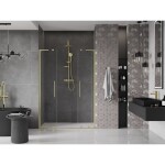 MEXEN/S - Velar L Duo posuvné sprchové dveře 160, transparent, zlatá kartáčovaná 871-160-003-02-55