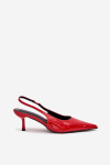 Lakované Lodičky Na Jehlovém Podpatku S Otevřenou Patou Červené Talira 39