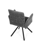 Židle jídelní, šedá látka, černý kov, otočný mechanismus 90°/90° (L/P) - funkce reset