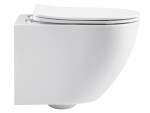 CERANO - WC závěsné Cesso, Rimless - bezokrajové splachování + Slim/SoftClose sedátko - bílá lesklá - 49x36 CER-417341