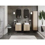 MEXEN/S - Rivel koupelnová skříňka pod umyvadlo 50 cm s deskou, 1 šuplík, reliéf , dub 91A20-05047-1-BFC81