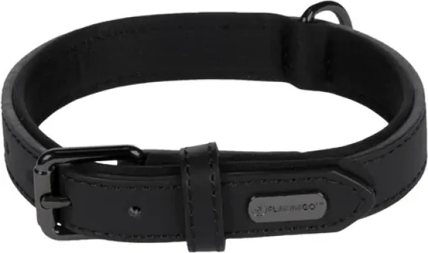 Flamingo Binti Kožený obojek s neoprenem černá S/M (FLA-519259)