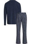 Pánské pyžamo L/S PANT SET 000NM2184E GVB tm. modré Calvin Klein