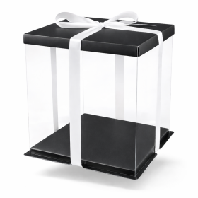 Cake star dortový box černý hranatý 26x26x31cm - bez stuhy