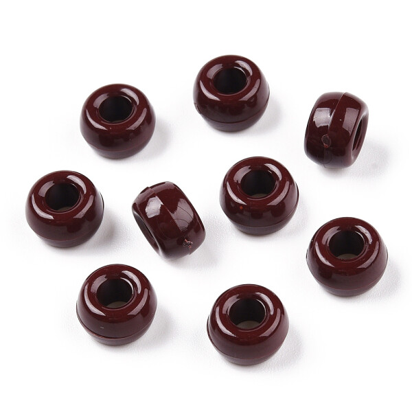 Akrylové korálky - pony beads - hnědé - 6 x 9 mm - 10 ks