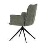 Židle jídelní, zelená látka, 360° vratný mechanismus, černý kov