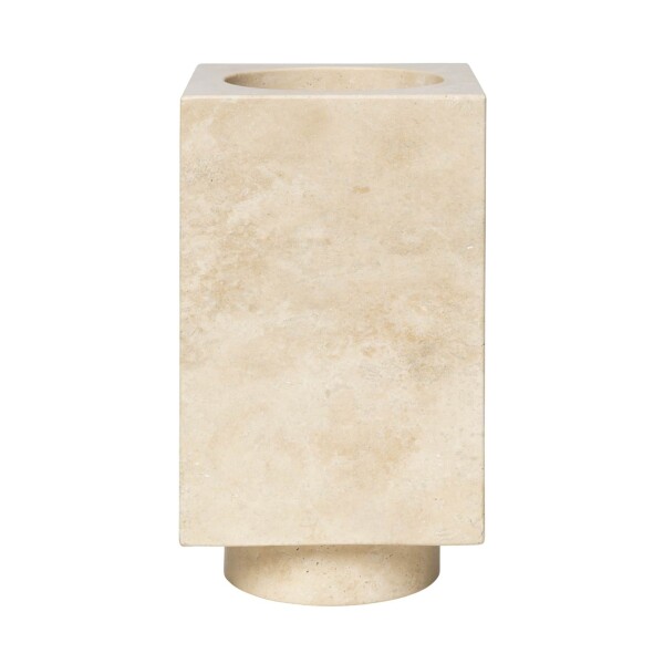 Ferm Living Váza Hew Travertine, krémová barva, kámen