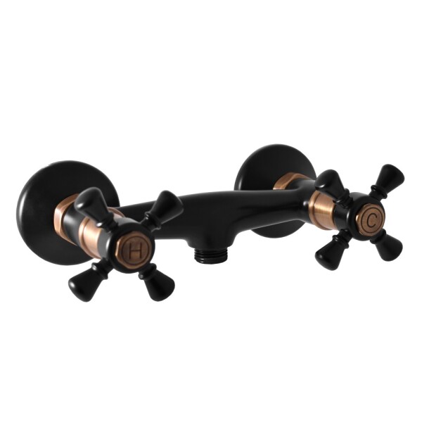RAV Slezák - MORAVA RETRO - Sprchová baterie, Černá matná/Stará mosaz (Bronz), 150 mm MK380.5CMATSM