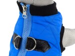 Quilt prošitá bunda pro psa na zip Barva: Modrá, Délka zad (cm): 27, Obvod hrudníku: 29 - 32 cm