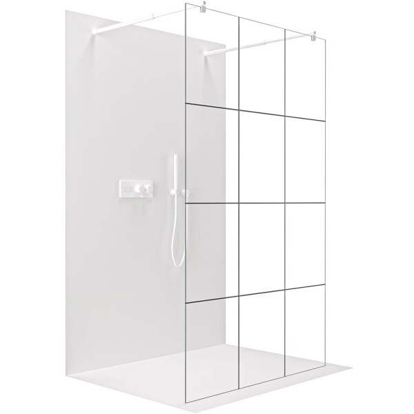 CERANO Sprchová zástěna Walk-in Onyx Duo L/P - 8 mm - kulatá vzpěra - bílá matná, industriální sklo - 140x200 cm