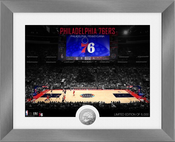 Highland Mint Obraz Philadelphia 76ers NBA Art Deco Stadium Silver Coin Photo Mint