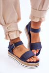 Dámské pohodlné sandály na platformě Big Star LL274869 námořnická modrá 39