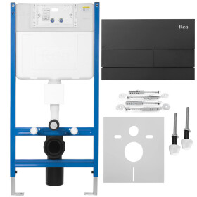 REA/S - Podomítkový WC systém K011A-Q + tlačítka T Black KPL-E0056