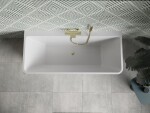 MEXEN/S - Volta vana volně stojící rohová 170 x 75, bílá/černá, sifon a přepad zlatá kartáčovaná 51131707575-55
