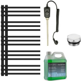 CERANO Koupelnový elektrický radiátorový set Burke - L/P - 300W - černá matná - 900x500 mm