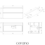 CERANO - Koupelnová skříňka Velora - černá matná, úchytka černá + deska pod umyvadlo Navira Pro - 36 mm - 100x56,6x46,5 CER-668576