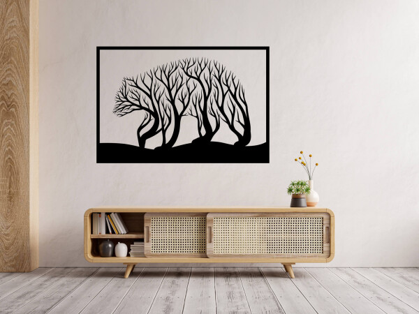 Strom života medvěd 2 dekorace na zeď Rozměr (cm): 38 x 25, Dekor: Černá
