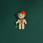 Vánoční brož se zirkony Christmas Teddy - vánoční medvídek, Zlatá