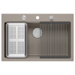 Quadron - Granitový dřez MARC 110 WORKSTATION Beige Zlatá zátka ZLE-09046