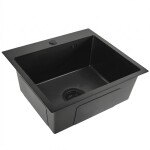 REA - Ocelový dřez Leo 50 Black s kuchyňskou baterií KPL-96005