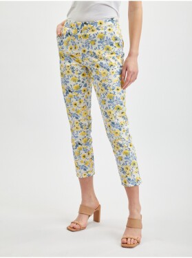Orsay Žluto-bílé dámské zkrácené květované kalhoty dámské