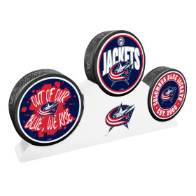 Mustang Puk Columbus Blue Jackets NHL 3 Puck Podium Set