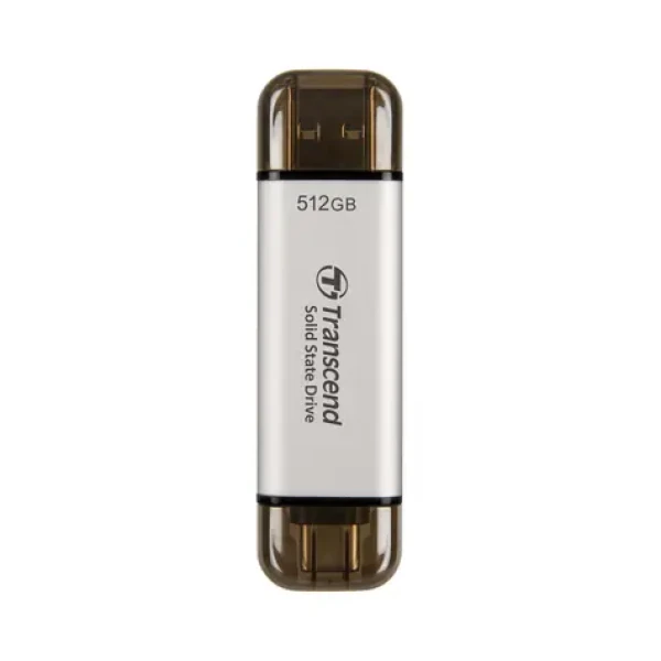 Transcend ESD310S Externí SDD 512GB Stříbrná / USB-C 3.2 Gen 2 / R: 1050MBs / W: 950MBs (TS512GESD310S)