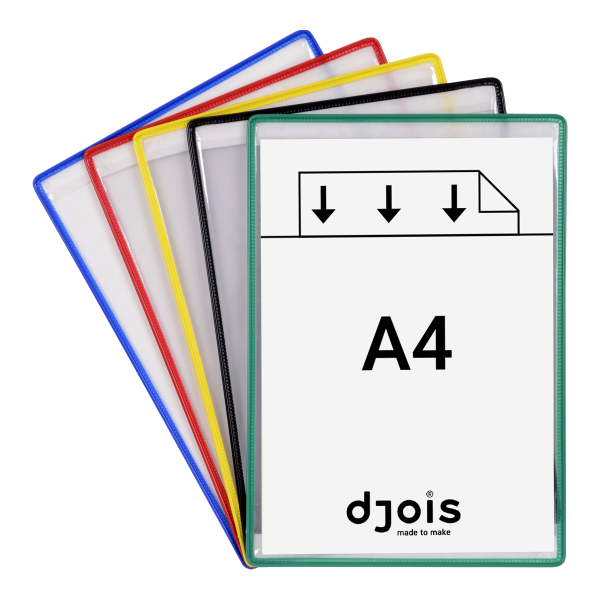 Djois rámeček s kapsou samolepicí, A4, otevřený shora, nepermanentní, mix barev, 5 ks