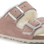 Birkenstock Arizona Suede Leather Shearling Pink Clay LAF zateplené žabky úzké (1023258) dámské 36