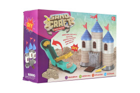 Stavebnice hrad s pískem plast s doplňky v krabici 28x19x8cm
