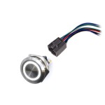 LED vodotěsný spínač 30mm bez aretace - bílé podsvícení, 12 - 24V