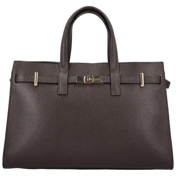 Luxusní dámská kožená kabelka do ruky Brina, tmavě hnědá