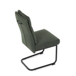 Židle jídelní, taštičkové pružiny v sedáku, madlo na opěráku, zelená látka, černý kov