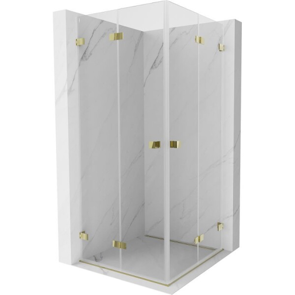 MEXEN/S - Lunar-F Duo sprchový kout skládací dveře 95 x 95, transparent, zlato 836-095L-095P-50-00