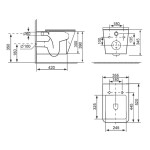 SAPHO - PORTO závěsná WC mísa, Vortex Rimless, 35,5x52cm, bílá PZ102V