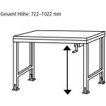 Manuflex LD1113.6011 ESD ESD pracovní stůl UNIDESK s kaučuk deska, rezedově zelená RAL 6011, Šxhxv = 2000 x 800 x 720-73