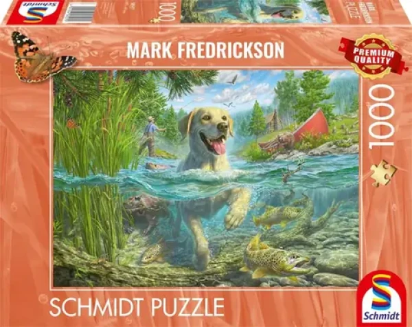 SCHMIDT Puzzle Psí láska: Žlutý labrador na rybářské výpravě