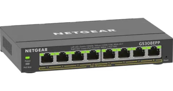 Netgear GS308EPP-100PES černá / Switch / 8x Gigabit PoE+ / 123 W / řízený (GS308EPP-100PES)
