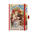 Notes A5 Premium Alfons Mucha 2027 prázdný červený