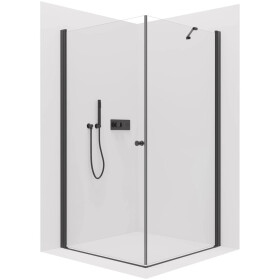 CERANO - Sprchový kout Antelo L/P - 6 mm - černá matná, transparentní sklo - 90x100x190 - otočný CER-434004