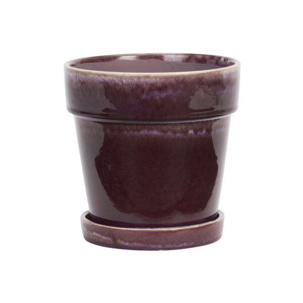 MADAM STOLTZ Květináč s podmiskou Purple Ø 18 cm, fialová barva, keramika