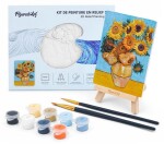 3D reliéfní malba - Slunečnice Van Gogh - Sběratelská sada s dřevěným stojánkem