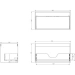 MEXEN/S - Orio koupelnová skříňka pod umyvadlo 90 cm s deskou, 1 šuplík, černá mat 91A10-09047-1-BFC71