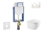 GEBERIT - Kombifix Set předstěnové instalace, klozetu Oudee a sedátka softclose, tlačítko Sigma20, bílá/pozlacená SANI15CA3160
