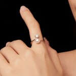 Stříbrný perlový prsten MOISSANITE + CERTIFIKÁT, nastavitelná Stříbrná certifikát GRA, hadřík na čištění stříbra, dárková krabička